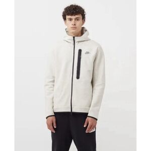 Nike Tech Fleece White Full Zip Hoodie Sweatshirt, Size Large DD4688-100 EUC